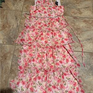 Floral Pink Dress Girls 14